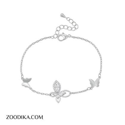دستبند زنانه ژوپینگ مدل پروانه نقره ای کد D121