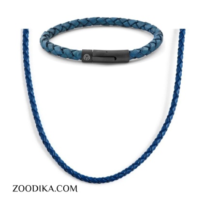 ست گردنبند و دستبند مردانه ابریشمی کد DB2