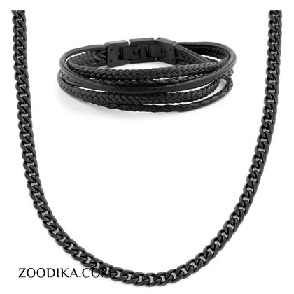 ست گردنبند و دستبند مردانه طرح کارتیه کد DB3