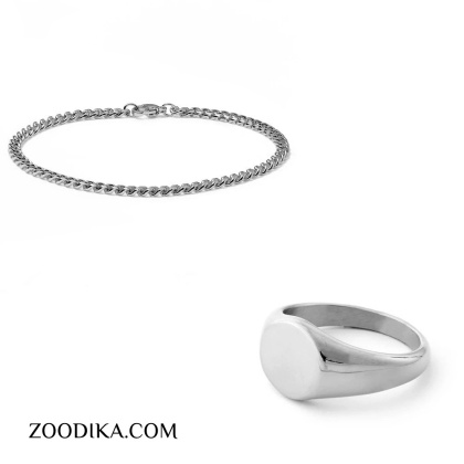 ست دستبند و انگشتر مردانه مدل فرهمند کد DE4