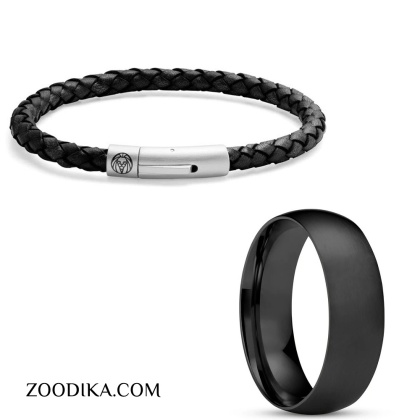 ست دستبند و انگشتر مردانه مدل آویژه کد DE9