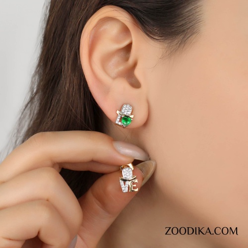 گوشواره زنانه میخی ژوپینگ مدل قلب AAC-340