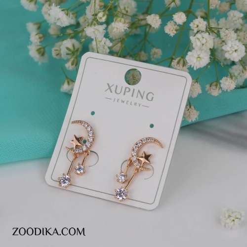 گوشواره میخی زنانه ژوپینگ مدل ماه و ستاره کد AAC-428