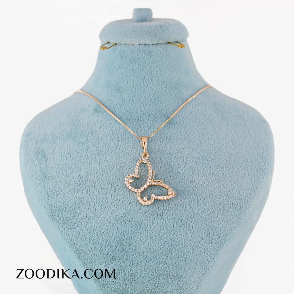 گردنبند پروانه ای ظریف بدل طلایی رنگ ثابت