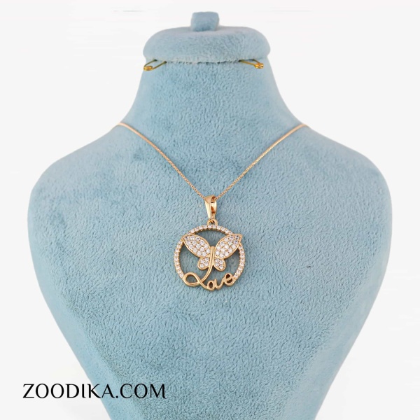 گردنبند دخترانه ژوپینگ بدل پروانه ای و لاو