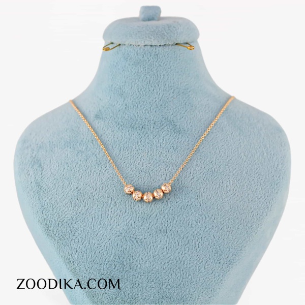 گردنبند زنانه جدید ژوپینگ مدل گوی نگین دار طلایی