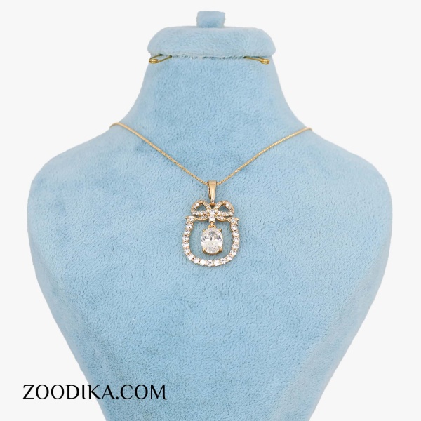 گردنبند دخترانه ظریف ژوپینگ پاپیونی شیک نگین دار