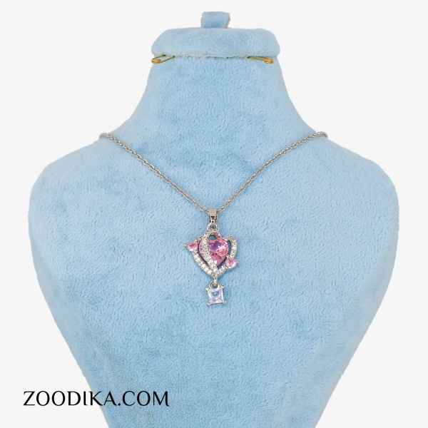 گردنبند استیل زنانه قلبی صورتی
