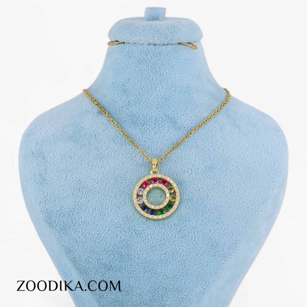 گردنبند استیل مدل لبوبو نگین دار