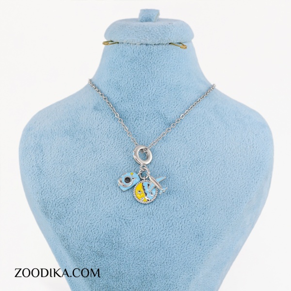 پلاک زنجیر استیل دخترانه پاپیونی