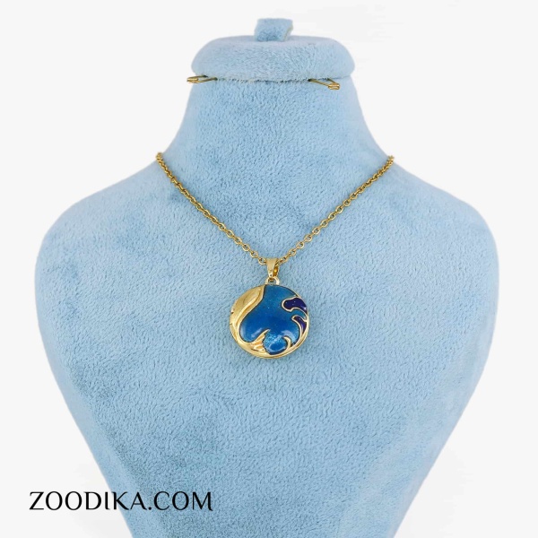 گردنبند دخترانه استیل مدل عروسکی نگین دار