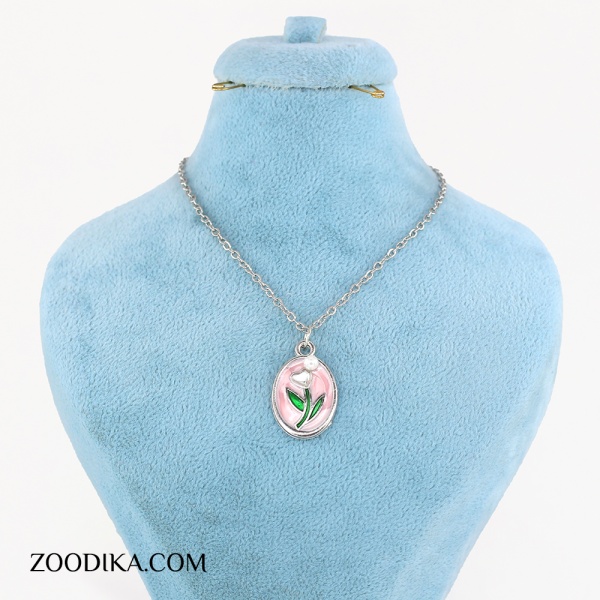 گردنبند دخترانه استیل مدل گل مرواریدی
