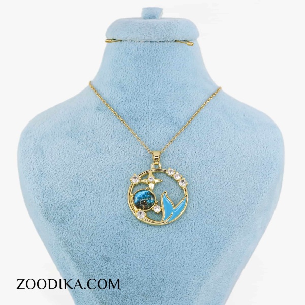 گردنبند استیل دخترانه گلی و مروارید نشان