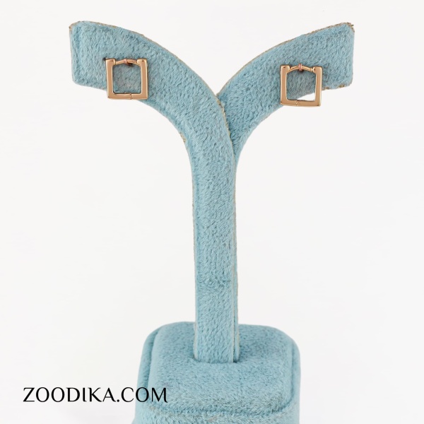 گوشواره مربعی ریز بدون نگین طلایی