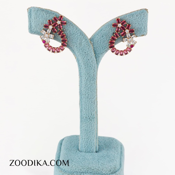 گوشواره میخی ژوپینگ دخترانه نگین قرمز ضدحساسیت