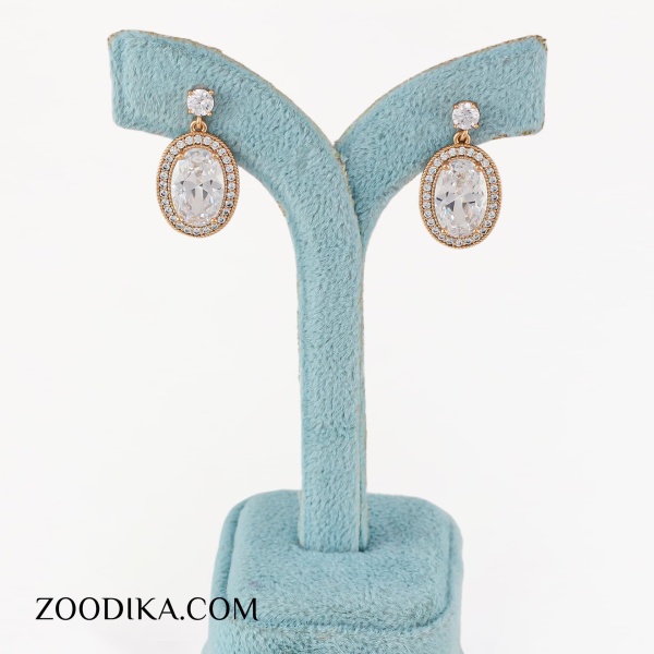 گوشواره میخی جواهری دخترانه بدل برند ژوپینگ طلایی