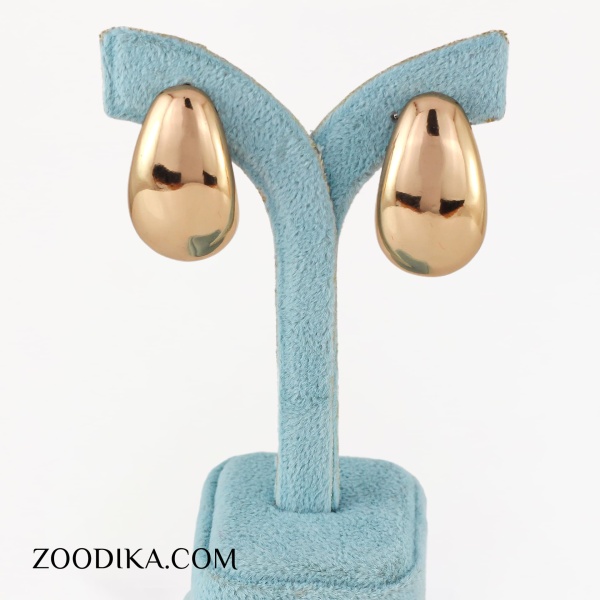 گوشواره زنانه مدل لوبیا براق بدون نگین طلایی