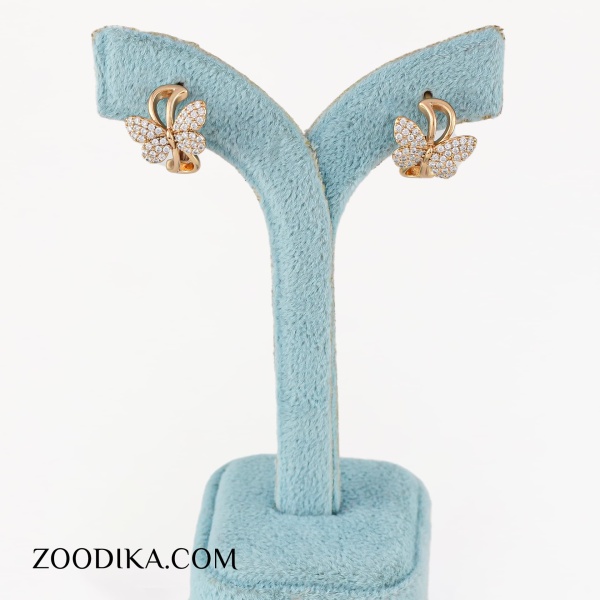 گوشواره حلقه ای پروانه ای زنانه جدید نگین دار