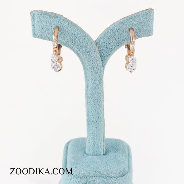 گوشواره حلقه ای نگین دار ساده ژوپینگ طلایی