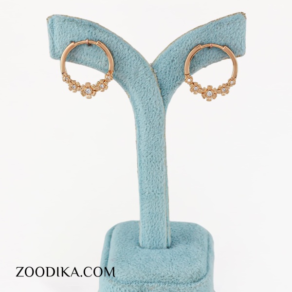 گوشواره حلقه ای جدید مجلسی طرح گل نگین دار