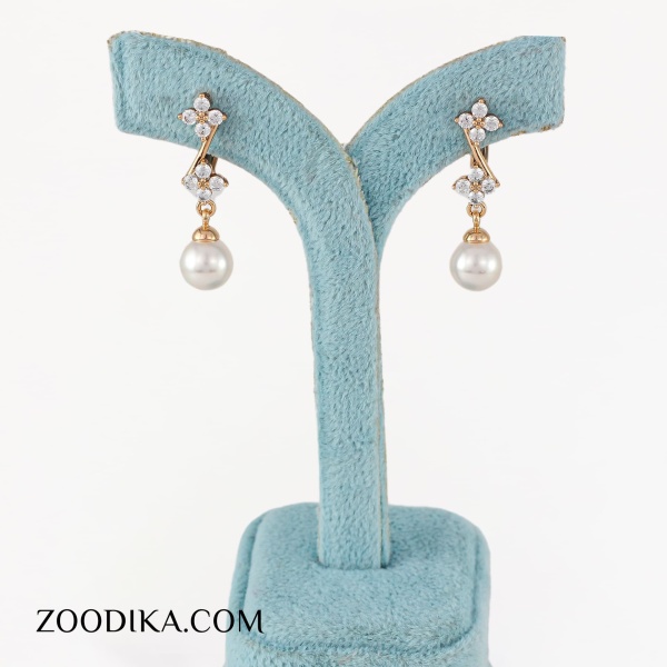 گوشواره مرواریدی جدید ژوپینگ طلایی با نگین اتمی