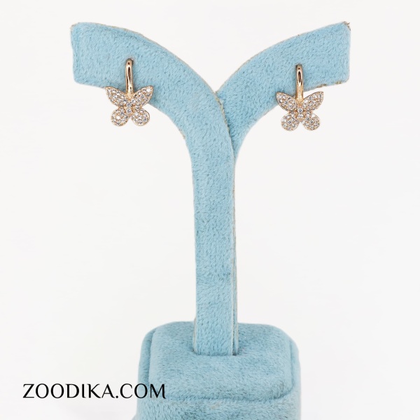 گوشواره پروانه ای ژوپینگ نگین دار رنگ ثابت