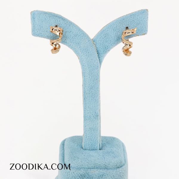 گوشواره ژوپینگ مدل سرسره طلایی رنگ ثابت