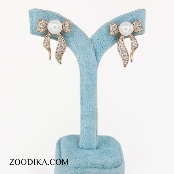 گوشواره ژوپینگ پاپیونی مرواریدی خفن