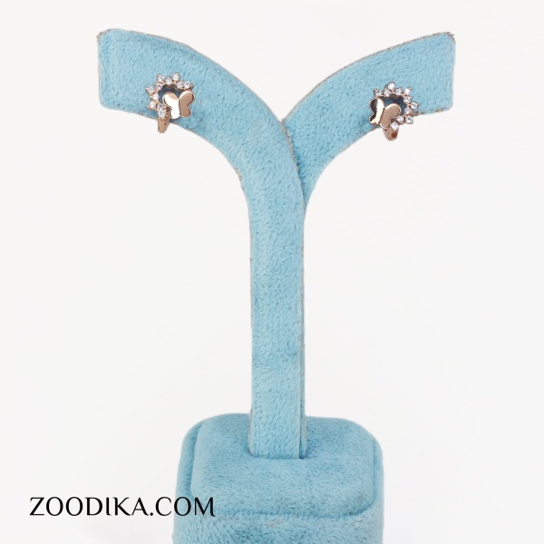 گوشواره حلقه ای ژوپینگ نگین دار مدل پروانه ای