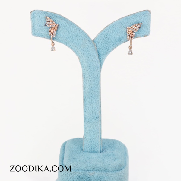 گوشواره حلقه ای ژوپینگ نگین دار مدل پروانه ای