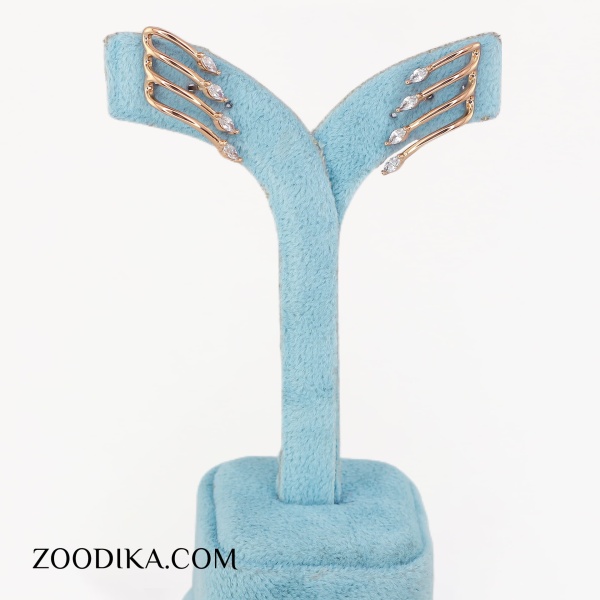 گوشواره میخی طلایی ژوپینگ نگین دار شیک