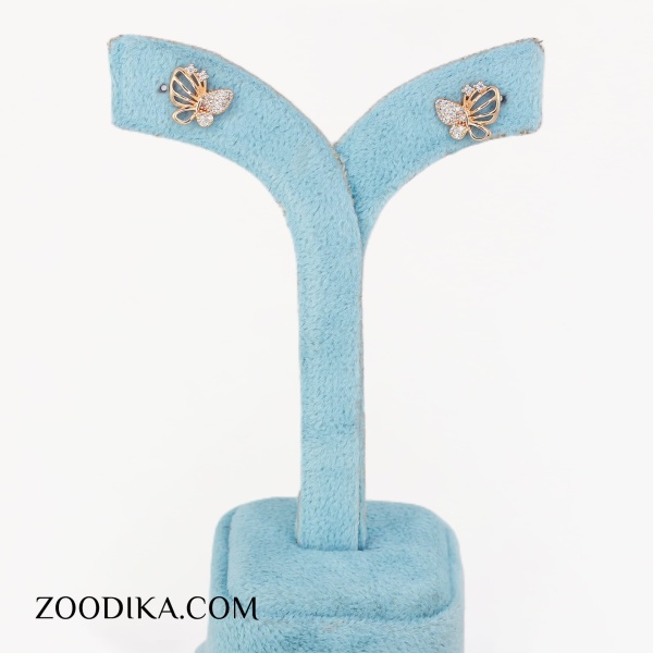 گوشواره میخی ژوپینگ نگین دار پروانه ای