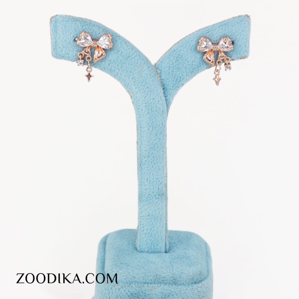 گوشواره میخی پاپیونی دخترانه ژوپینگ طلایی خفن