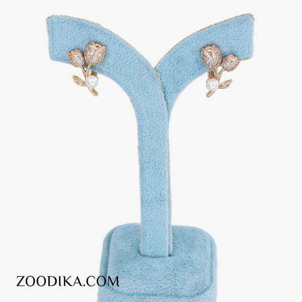 گوشواره حلقه ای ژوپینگ مدل گل مینیمال