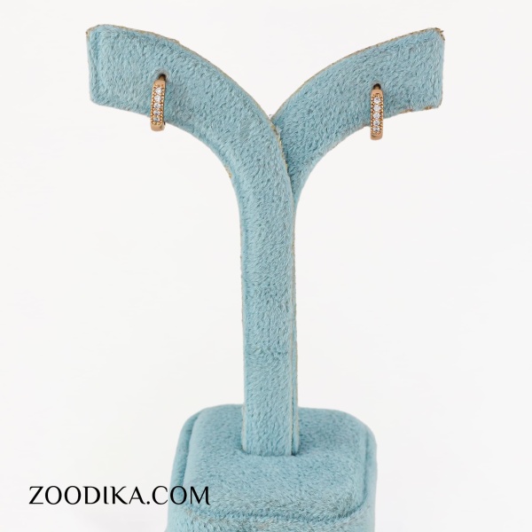 گوشواره رینگی ساده نگین دار طلایی ژوپینگ گوشواره رینگی ساده نگین دار طلایی ژوپینگ