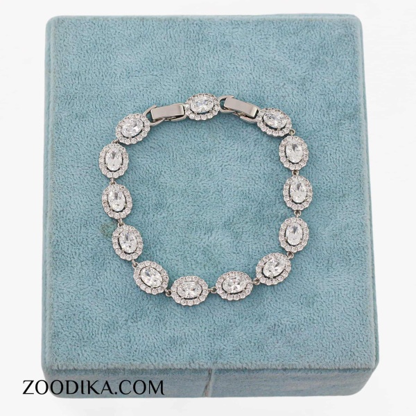 دستبند زنانه نگین دار ژوپینگ نقره ای رنگ ثابت