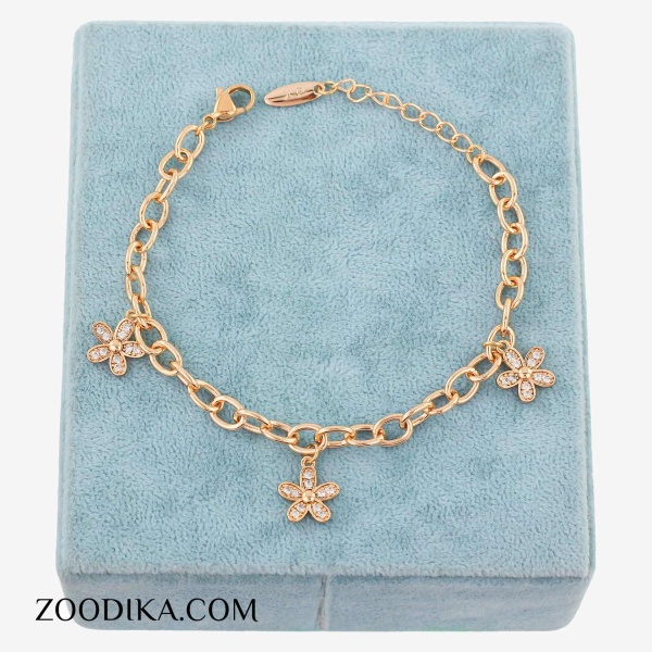 دستبند ژوپینگ زنانه آویزدار طرح گل