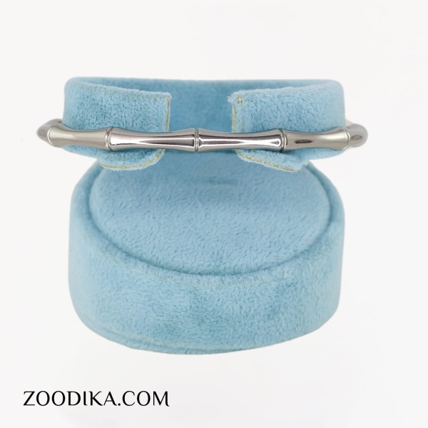 بنگل استیل مدل بامبو دخترانه رنگ ثابت نقره ای