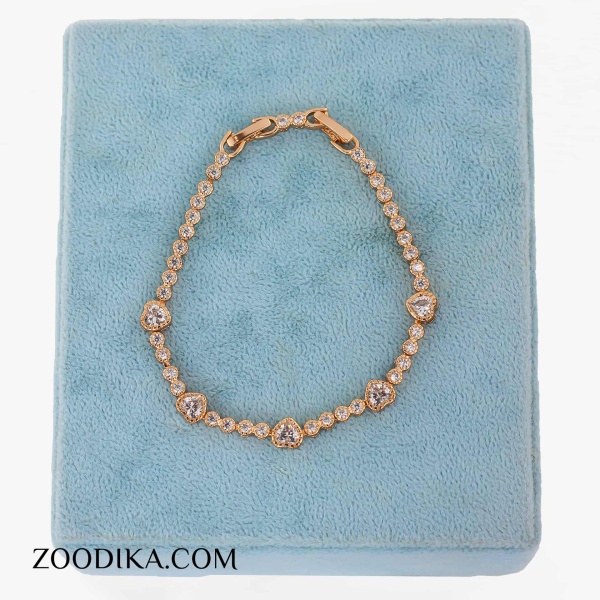 دستبند طرح طلا ژوپینگ قلبی نگین دار شیک