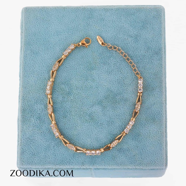 دستبند ژوپینگ طرح طلا نگین دار طلایی