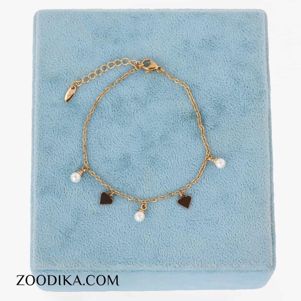 دست بند زنجیری بدل دخترانه مدل قلبی