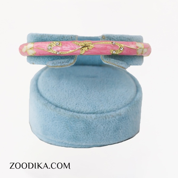 بنگل میناکاری طرح گل صورتی رنگ ثابت بنگل میناکاری طرح گل صورتی رنگ ثابت