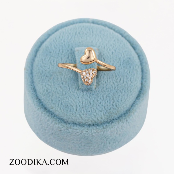 انگشتر دخترانه قلبی ژوپینگ نگین دار رنگ ثابت