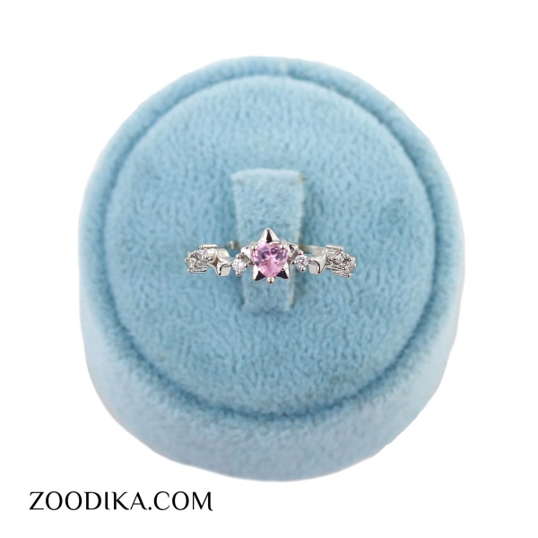 انگشتر قلبی و ستاره نگین دار نقره ای فانتزی