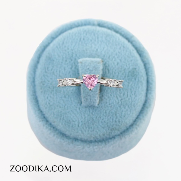 انگشتر قلبی و ستاره نگین دار نقره ای فانتزی