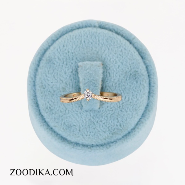 انگشتر دخترانه تک نگین ژوپینگ طلایی شیک