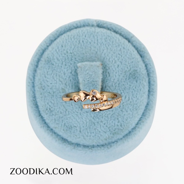 انگشتر بدل ژوپینگ قلبی نگین دار طلایی رنگ ثابت
