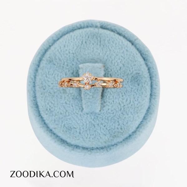 انگشتر بدل ستاره ای نگین دار ژوپینگ طلایی