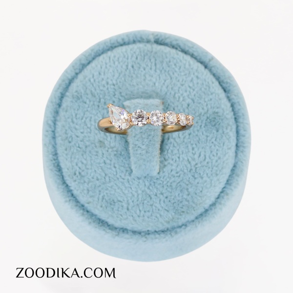 انگشتر بدل نگین دار اشکی طلایی جدید ژوپینگ