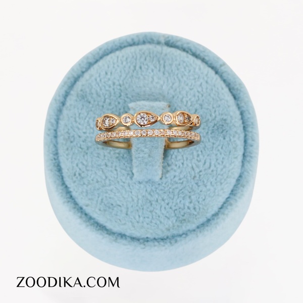 انگشتر بدل دخترانه نگین دار طلایی مناسب کادو